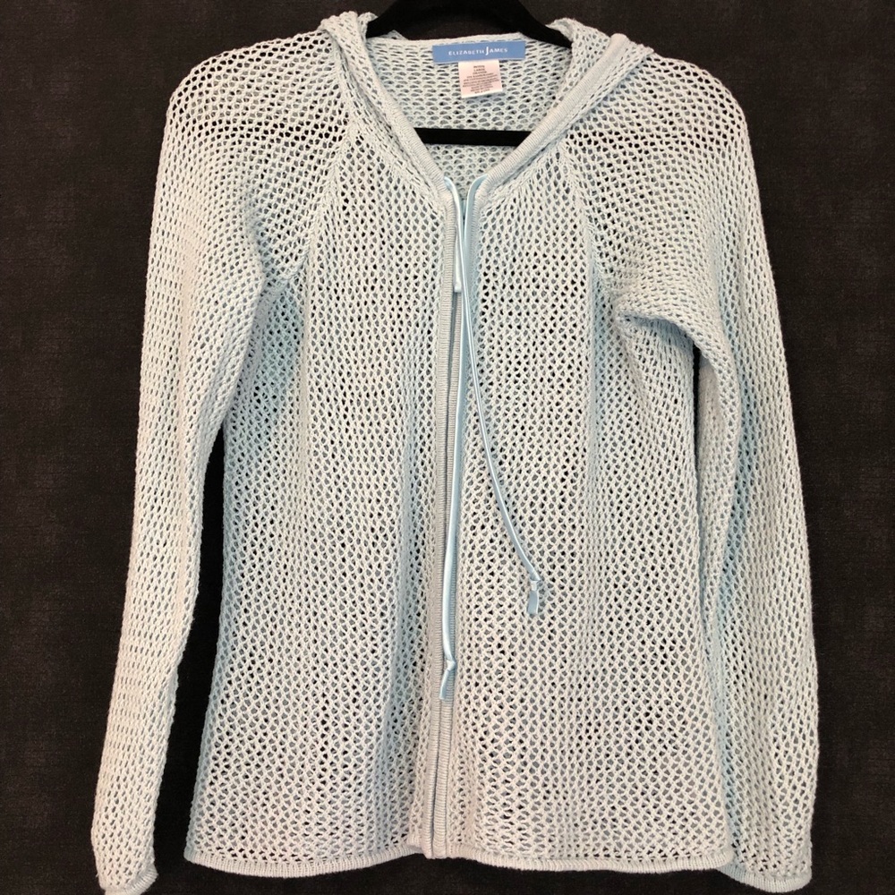 Elizabeth James Light Blue Mesh Zipper Jacket